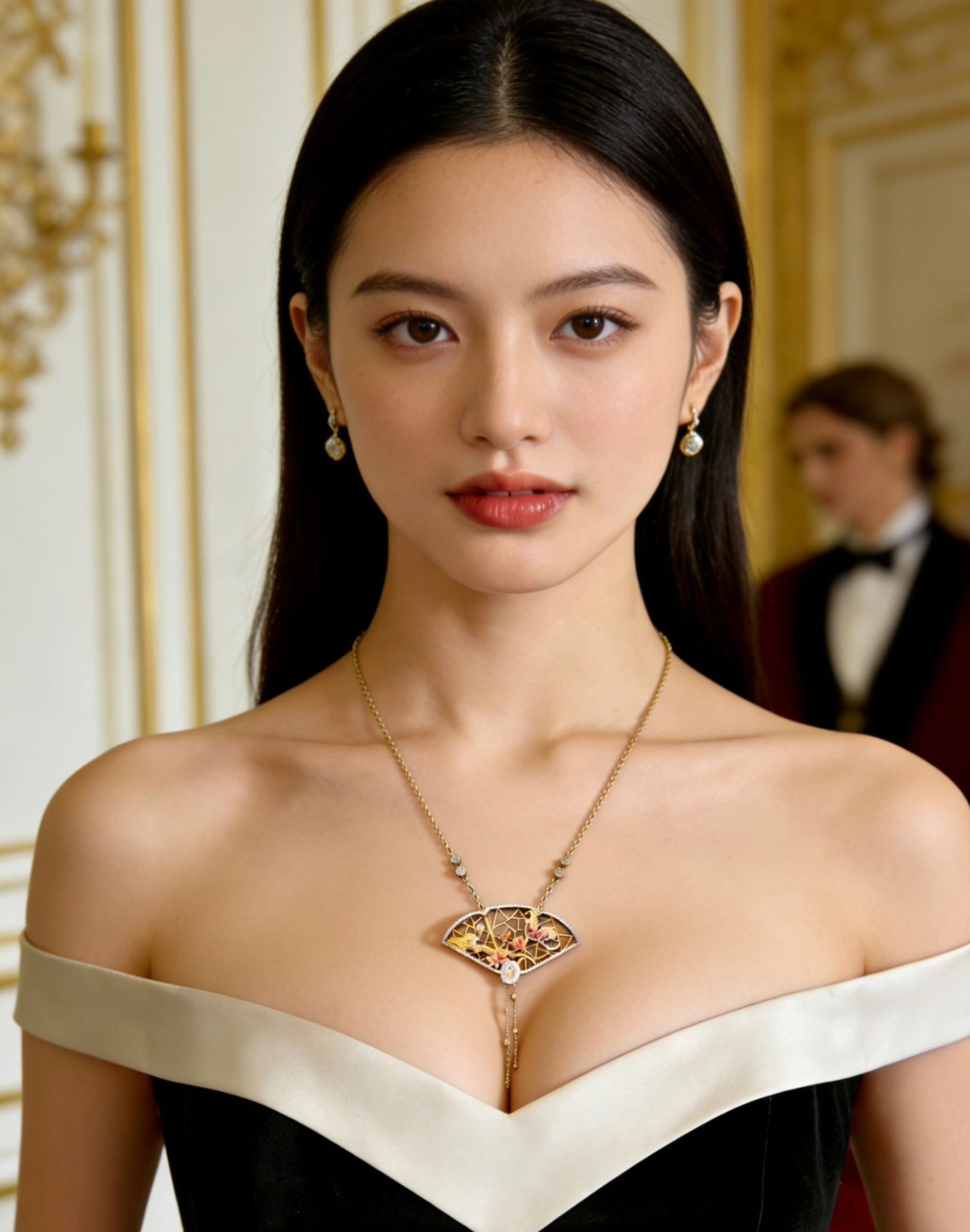 18K金琺瑯鑽石吊墜